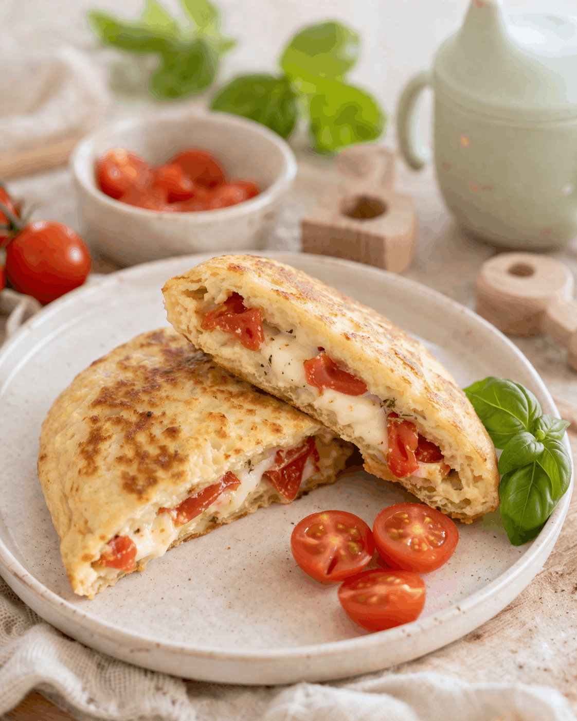 Gefülltes Caprese-Brötchen für Babys – einfach, weich & nährstoffreich