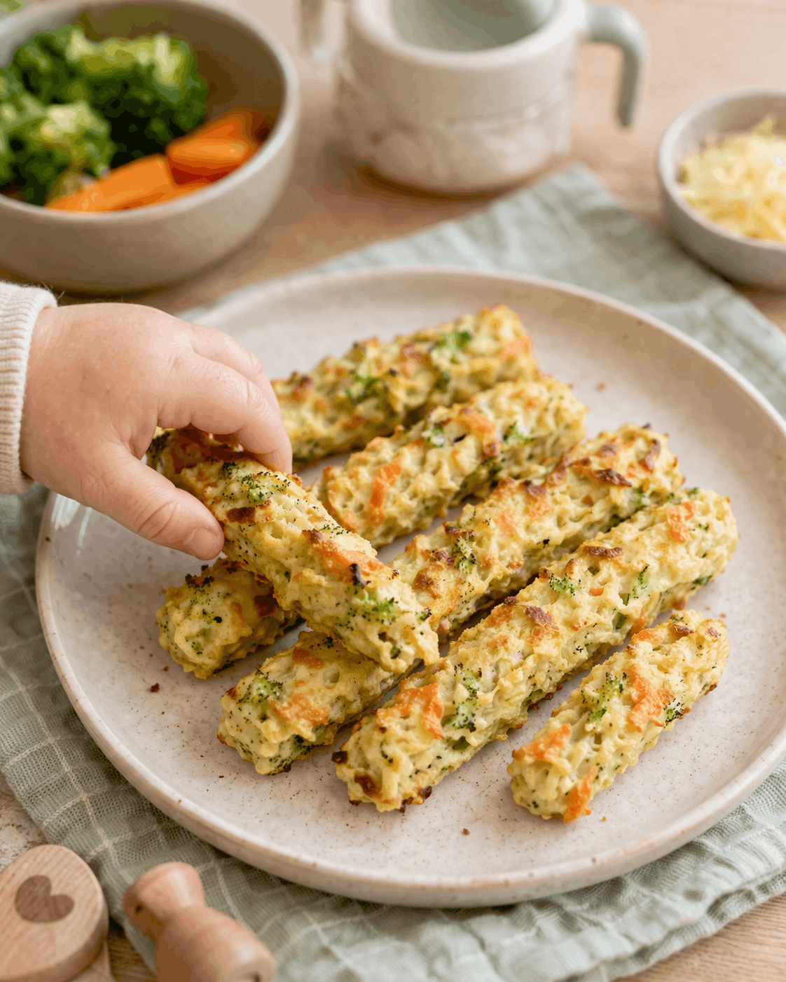 Knusprige Gemüse-Käse-Sticks für kleine Entdecker!